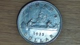 Canada - raritate an unic de batere - 1 dollar 1935 argint 800 - George V - uriasa: 23g &bull; ⌀36.00mm - Jubileul de argint; cu urme de agatare pe muchie