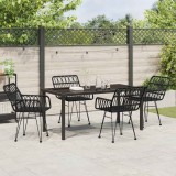vidaXL Set de masă pentru grădină 5 pcs Negru Rattan poli