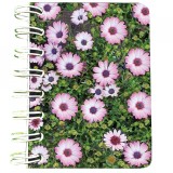 Carnet cu spira Flori roz, 7 x 10 cm, 75 foi veline