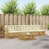 vidaXL Set de canapele de exterior cu pernă 5 pcs Alb și crem 3389985