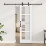 Ușă Glisantă cu Set de Accesorii &#039;ORKDAL&#039;Alb Lemn Masiv &amp; Sticlă