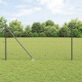 vidaXL Gard Euro cu 13 ancore cu v&acirc;rf 1x25 m Oțel galvanizat Gri