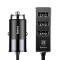 Incarcator Auto Baseus Enjoy 5.5 Amperi, 4*USB, Extensie 1.5 m, Negru