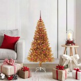 VidaXL Brad de Crăciun cu 150 LED cu suport Auriu 120 cm PET 3396603