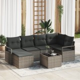 Set de Canapea de Grădină vidaXL cu 6 Piese și Perne Ratan Sintetic Negru