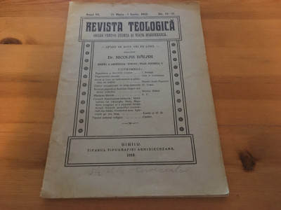 REVISTA TEOLOGICA -SIBIU 1912-nr.10-11 TEXTE DE DIM. CORNILESCU,NICOLAE BALAN... foto
