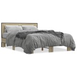 Cumpara ieftin Cadru de pat, stejar sonoma, 120x200cm, lemn prelucrat si metal