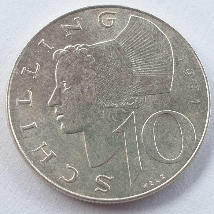 Austria 10 schilling 1971 argint