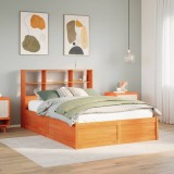VidaXL Cadru de pat fără saltea, maro ceruit 140x200 cm lemn masiv pin