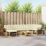 VidaXL Set canapele exterior 8 Piese Lemn Acacia Textilene Alb Crem Pernă Confortabilă Gradina