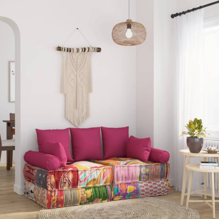 Gossi set de perne decorative, 7 piese, roz, material textil