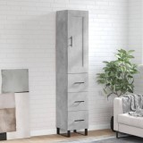 Dulap &icirc;nalt, gri beton, 34,5x34x180 cm, lemn prelucrat