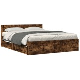 Cumpara ieftin Cadru de pat cu tablie stejar fumuriu 160x200 cm lemn prelucrat