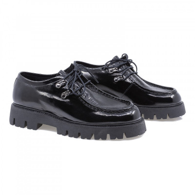 Pantofi Dama, Caspian, Cas-2888, Casual, Piele Lacuita , Negru foto