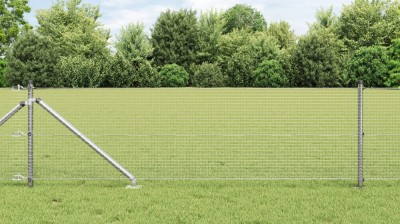 vidaXL Gard Din S&amp;acirc;rmă Sudată cu 7 St&amp;acirc;lpi cu V&amp;acirc;rf 0.4x10 m Oțel Galvanizat foto