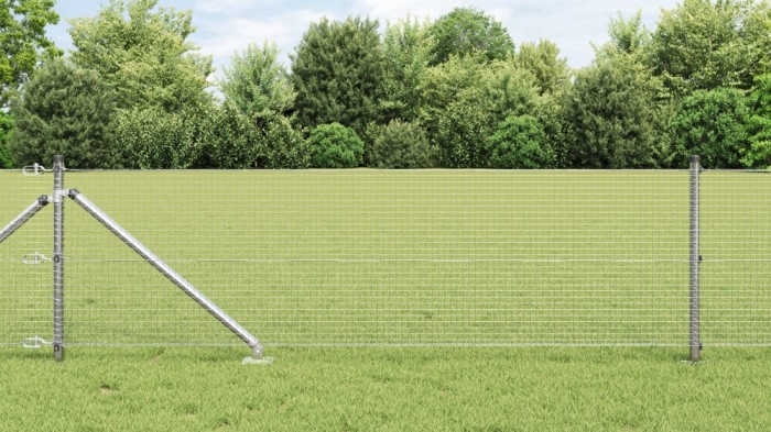 vidaXL Gard Din S&acirc;rmă Sudată cu 7 St&acirc;lpi cu V&acirc;rf 0.4x10 m Oțel Galvanizat