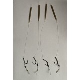 Set 4 carlige nr.4,fluorocarbon+textil monturi crap:inline,plumb pierdut,heli.