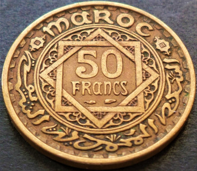Moneda exotica 50 FRANCI - MAROC, anul 1952 *cod 4319 = Mohammed V foto