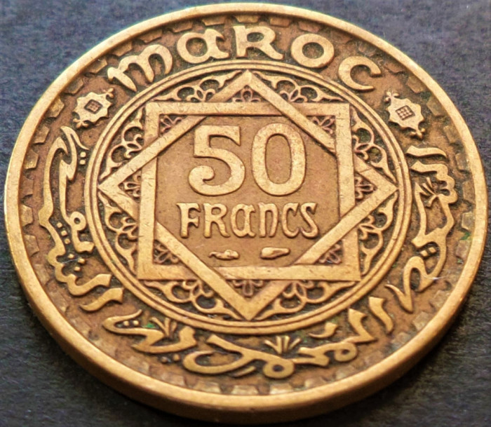 Moneda exotica 50 FRANCI - MAROC, anul 1952 *cod 4319 = Mohammed V