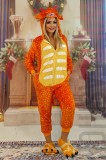 PJS232-199 Set pijama kigurumi model dinozaur + papuci de casa pufosi