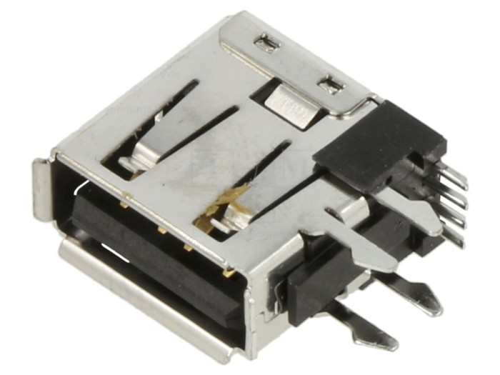 Conector USB A pentru PCB, 90&deg;