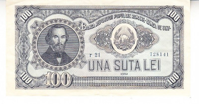 M 1 - Bancnota Romania - 100 lei - emisiune 1952 foto