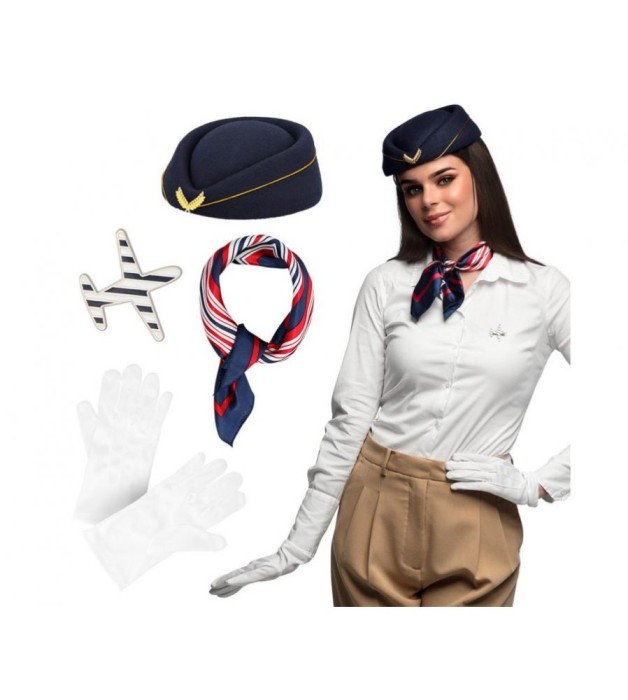 Set costum stewardesă (stevarde) din 4 piese, marime universala