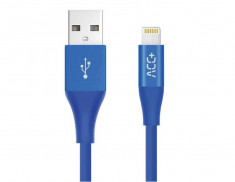 Cablu de date MaxCom ACC+ USB Lightning MFI 1m Albastru foto