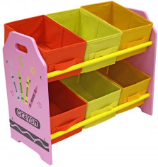 Organizator jucarii cu cadru din lemn Pink Crayon foto