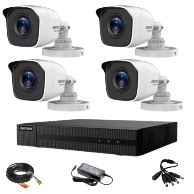 Sistem supraveghere Hikvision TurboHD HiWatch 4 camere 2MP IR 20m lentila 2.8mm XVR 4 canale 2MP cu accesorii SafetyGuard Surveillance foto