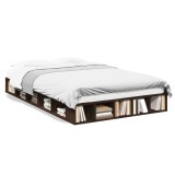 VidaXL Cadru de pat, stejar maro, 135x190 cm, lemn prelucrat