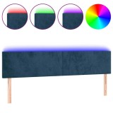 Cumpara ieftin Tablie de pat cu LED, albastru inchis, 180x5x78/88 cm, catifea