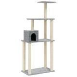 Cumpara ieftin Ansamblu pisici cu stalpi din funie de sisal gri deschis 147 cm