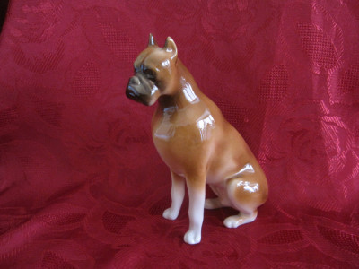 BIBELOU PORTELAN ROYAL DUX BOHEMIA CEHOSLOVACIA CAINE BOXER 16 CM foto