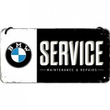 Placa metalica cu snur - BMW Service - 10x20 cm, Nostalgic Art Merchandising