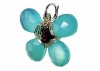 B344. Pandantiv de Lux Fluturas cu Calcedonia, metal Argintiu, Bleu, 3 cm, RavariuArt