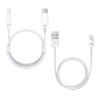 Set 2 Cabluri de Date si Incarcare, 1 x Type-C / Lightning si 1 x USB / Lightning, Albe, 2A, 1 M