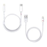 Cumpara ieftin Set 2 Cabluri de Date si Incarcare, 1 x Type-C / Lightning si 1 x USB / Lightning, Albe, 2A, 1 M
