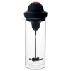 Aparat Spumare Lapte Portabil 450ml, Sticla, Negru/Transparent, Baterii (neincluse), Spuma Perfecta in 20s