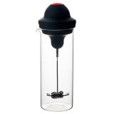 Aparat Spumare Lapte Portabil 450ml, Sticla, Negru/Transparent, Baterii (neincluse), Spuma Perfecta in 20s