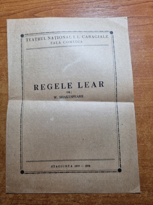 program teatrul national i.l.caragiale - regele lear - stagiunea 1955-1956