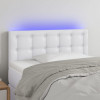 VidaXL Tăblie de pat cu LED, alb, 100x5x78/88 cm, piele ecologică