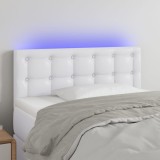 VidaXL Tăblie de pat cu LED, alb, 80x5x78/88 cm, piele ecologică