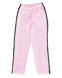 Pantaloni Medicali Pe Stil, Roz cu dunga neagra cu Elastan cu Elastic - 4XL, talia-0-104cm