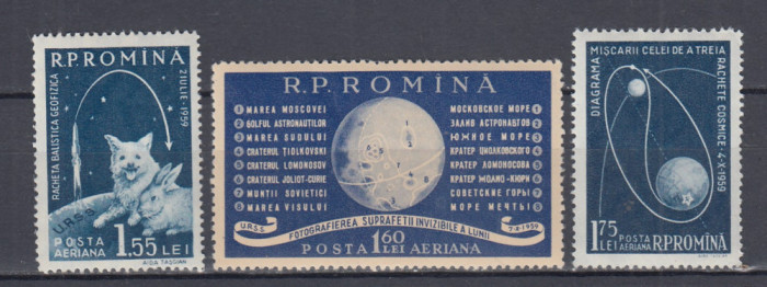 ROMANIA 1959 LP 487 ANUL GEOFIZIC INTERNATIONAL SERIE SARNIERA