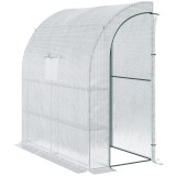 Outsunny Seră de grădină PE cu rafturi 3 nivele, seră de balcon, p&acirc;nză consolidată 140 g/m&sup2;, structură din oțel, 2 uși rulabile cu fermoar, pentru leg