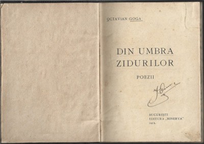 1370SPN Octavian Goga, ediția I, 1913, București foto