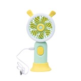 Ventilator de mana USB, 3.7W, 3 viteze, suport, verde, portabil