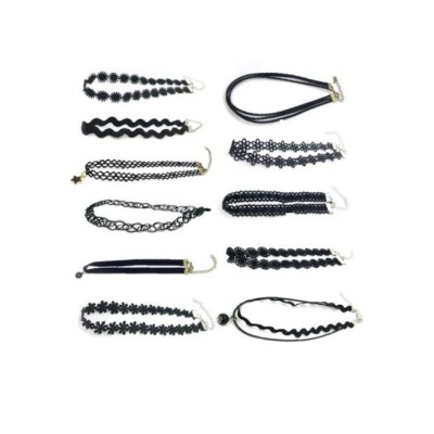 Set 11 colier choker elegant, stiluri multiple, negru foto