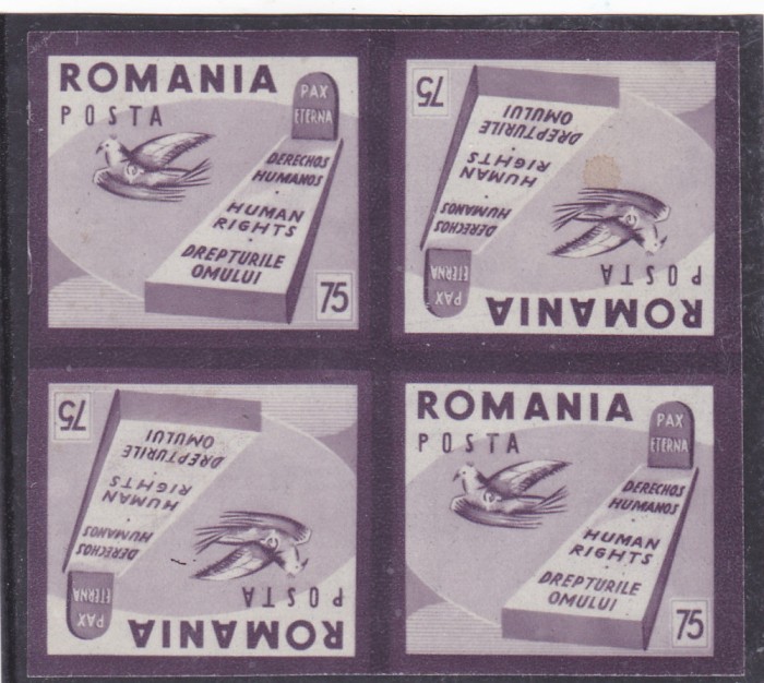 Spania/Romania, Exil romanesc, Drepturile om., em. a XVII-a,4X ndant., 1959, MNH